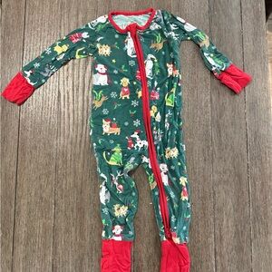 Little Sleepies Holiday Green and Red Kids Baby Footie